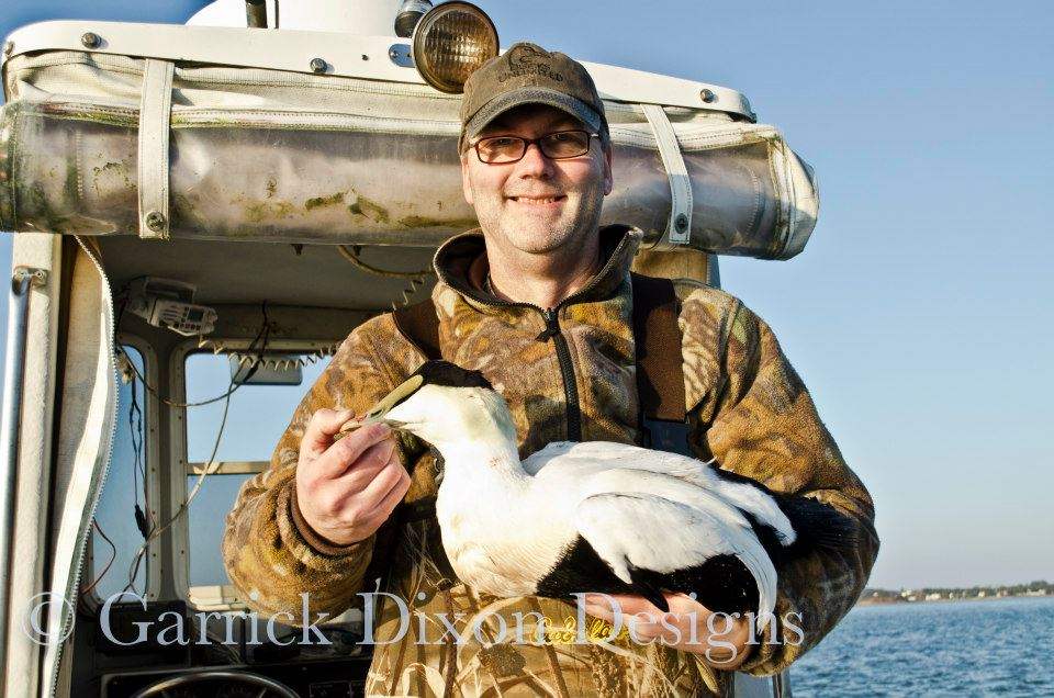 Hunter with eider duck